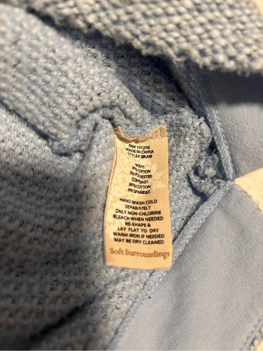Soft Surroundings Light Blue Textured Loose Knit Cotton Quarter Zip Sweater PXL